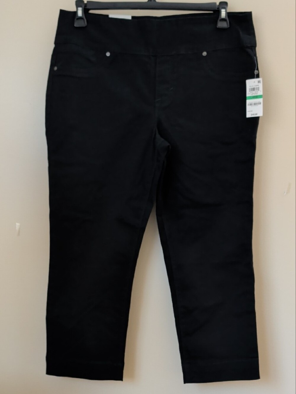 Style & Co. Ella Capri Pants L NWT Black Pull-On Cotton Stretch Capris